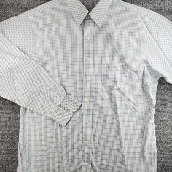 Brooks Brothers Regent 16.5 4/5 Cotton Non-Iron Blue and Green Check Long Sleeve - Picture 3 of 16